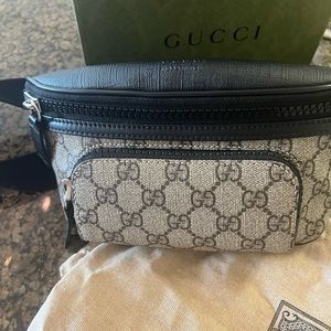 Authentic Gucci GG Supreme Belt Bag Black Unisex